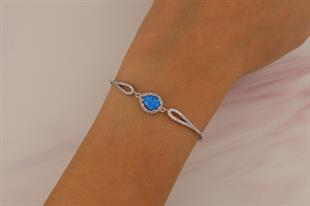 925 Ayar Gümüş Damla Opal Taşlı Bileklik