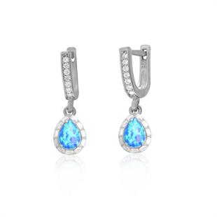 925 Ayar Gümüş Damla Opal Taşlı Küpe