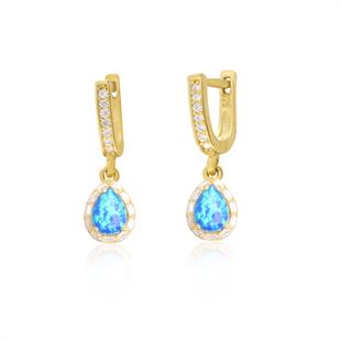 925 Ayar Gümüş Damla Opal Taşlı Küpe