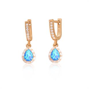 925 Ayar Gümüş Damla Opal Taşlı Küpe