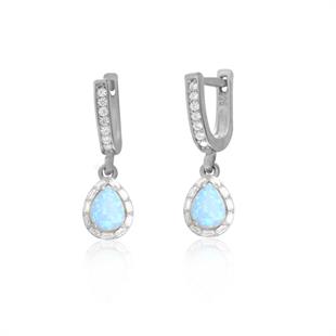 925 Ayar Gümüş Damla Opal Taşlı Küpe