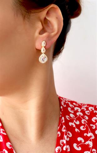 925 Ayar Gümüş Damla Salkım Pırlanta Montür Su Yolu Takı Seti