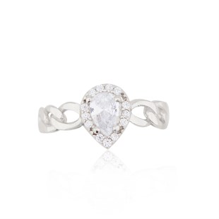 925 Ayar Gümüş Damla Taş Takı Seti Zincir Detay