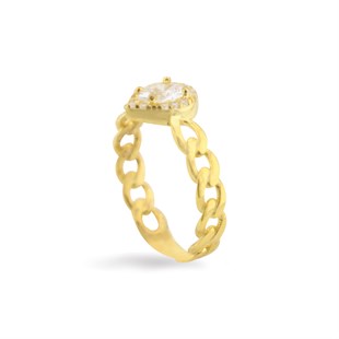 925 Ayar Gümüş Damla Taş Takı Seti Zincir Detay