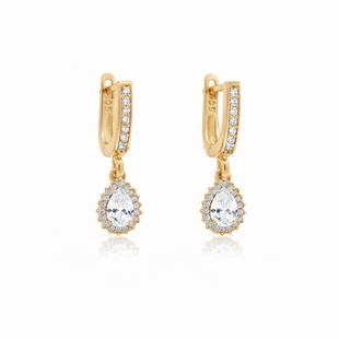 925 Ayar Gümüş Damla Taşlı Anturaj Küpe