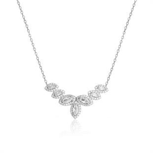 925 Ayar Gümüş Damla Taşlı Sıralı Kolye