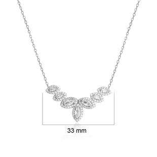 925 Ayar Gümüş Damla Taşlı Sıralı Kolye