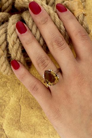 925 Ayar Gümüş Damla Zultanıt Yüzük