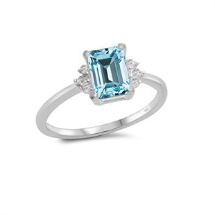 925 Ayar Gümüş Değerli Taşlar Koleksiyonu 2,48 Karat Sky Blue Topaz Taşlı Gümüş Yüzük