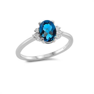 925 Ayar Gümüş Değerli Taşlar Koleksiyonu 1,72 Karat London Blue Topaz Taşlı Gümüş Yüzük