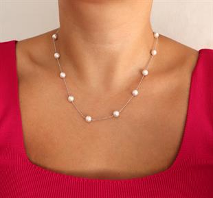 925 Ayar Gümüş Dizi İnci Kolye