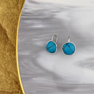 925 Ayar Gümüş Doğal Firuze Taşlı Küpe 