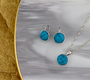 925 Ayar Gümüş Doğal Firuze Taşlı Küpe 