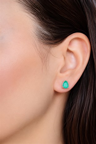 925 Ayar Gümüş Doğal Paraiba Taşlı Damla Küpe