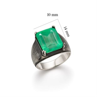 925 Ayar Gümüş Doğal Paraiba Taşlı Oksitli Vintage Yüzük