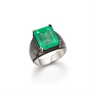 925 Ayar Gümüş Doğal Paraiba Taşlı Oksitli Vintage Yüzük