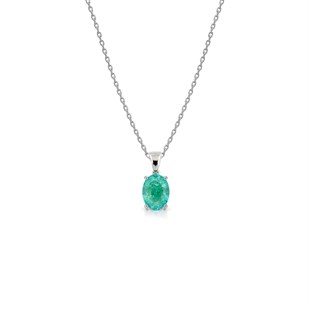925 Ayar Gümüş Doğal Paraiba Taşlı Oval  Kolye