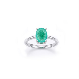 925 Ayar Gümüş Doğal Paraiba Taşlı Oval Yüzük