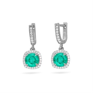 925 Ayar Gümüş Doğal Paraiba Taşlı Pırlanta Montür Küpe