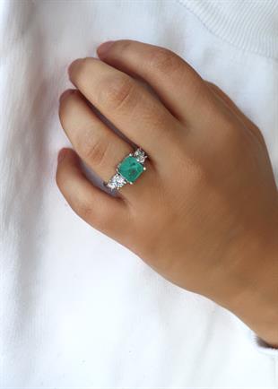 925 Ayar Gümüş Doğal Paraiba Taşlı Yüzük