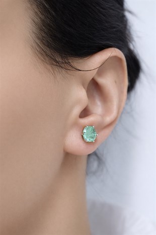 925 Ayar Gümüş Doğal Paraiba Turmalin Taşlı Küpe