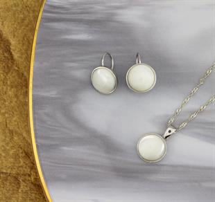 925 Ayar Gümüş Doğal Sedef Taşlı Küpe