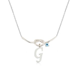 925 Ayar Gümüş Düğüm Detay Harf Kolye