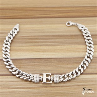 925 Ayar Gümüş E Harfi Bileklik