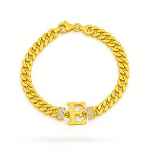 925 Ayar Gümüş E Harfi Bileklik