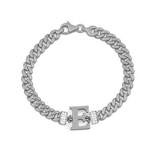 925 Ayar Gümüş E Harfi Bileklik