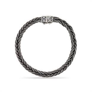 925 Ayar Gümüş El İşçiliği Kazaziye Örgü Bileklik