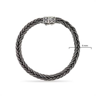 925 Ayar Gümüş El İşçiliği Kazaziye Örgü Bileklik