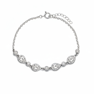 925 Ayar Gümüş Elegance Damla Detaylı Bileklik