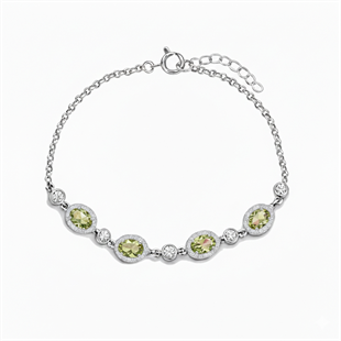 925 Ayar Gümüş Elegance Zultanit Taşlı Oval Detaylı Bileklik