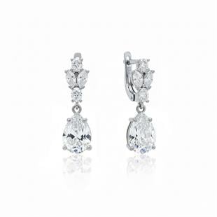 925 Ayar Gümüş Elmas Kesim Damla Küpe