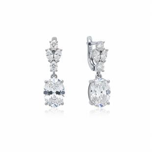 925 Ayar Gümüş Elmas Kesim Oval Küpe