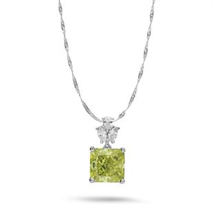 925 Ayar Gümüş Elmas Kesim Peridot Taşlı Kolye