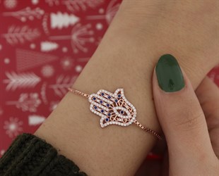 925 Ayar Gümüş Fatma Ana Eli Asansörlü Bileklik