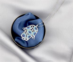 925 Ayar Gümüş Fatma Ana Eli Kolye