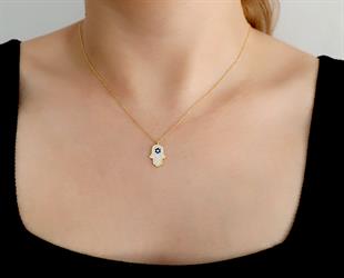 925 Ayar Gümüş Fatma Ana Eli Kolye