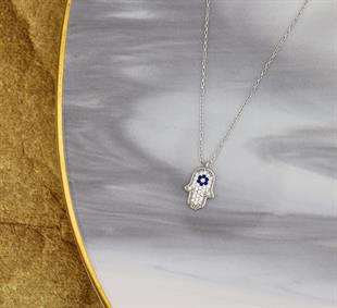 925 Ayar Gümüş Fatma Ana Eli Kolye