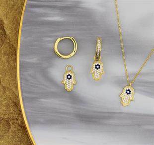 925 Ayar Gümüş Fatma Ana Eli Kolye