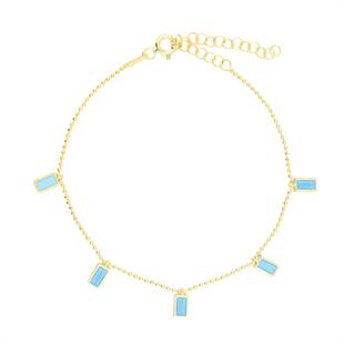 925 Ayar Gümüş Firuze Baget Taşlı Shakira Gümüş Bileklik