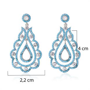 925 Ayar Gümüş Firuze Taşlı Tasarım Küpe 