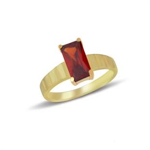 925 Ayar Gümüş Garnet Taşlı Baget Yüzük