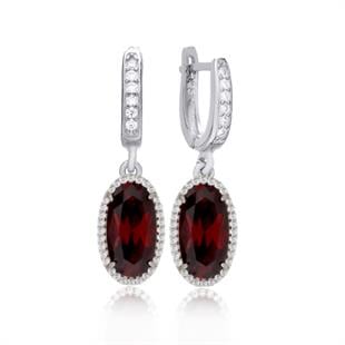 925 Ayar Gümüş Garnet Taşlı Küpe