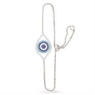 925 Ayar Gümüş Göz Nazar Asansörlü Bileklik