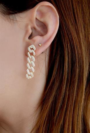 925 Ayar Gümüş Gurmet Zincir Küpe