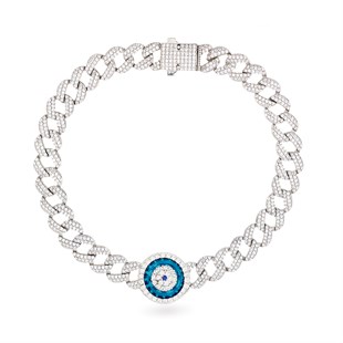 925 Ayar Gümüş Gurmet Zincir Nazar Detay Bileklik