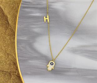 925 Ayar Gümüş Harfli Fatma Ana Eli Kolye